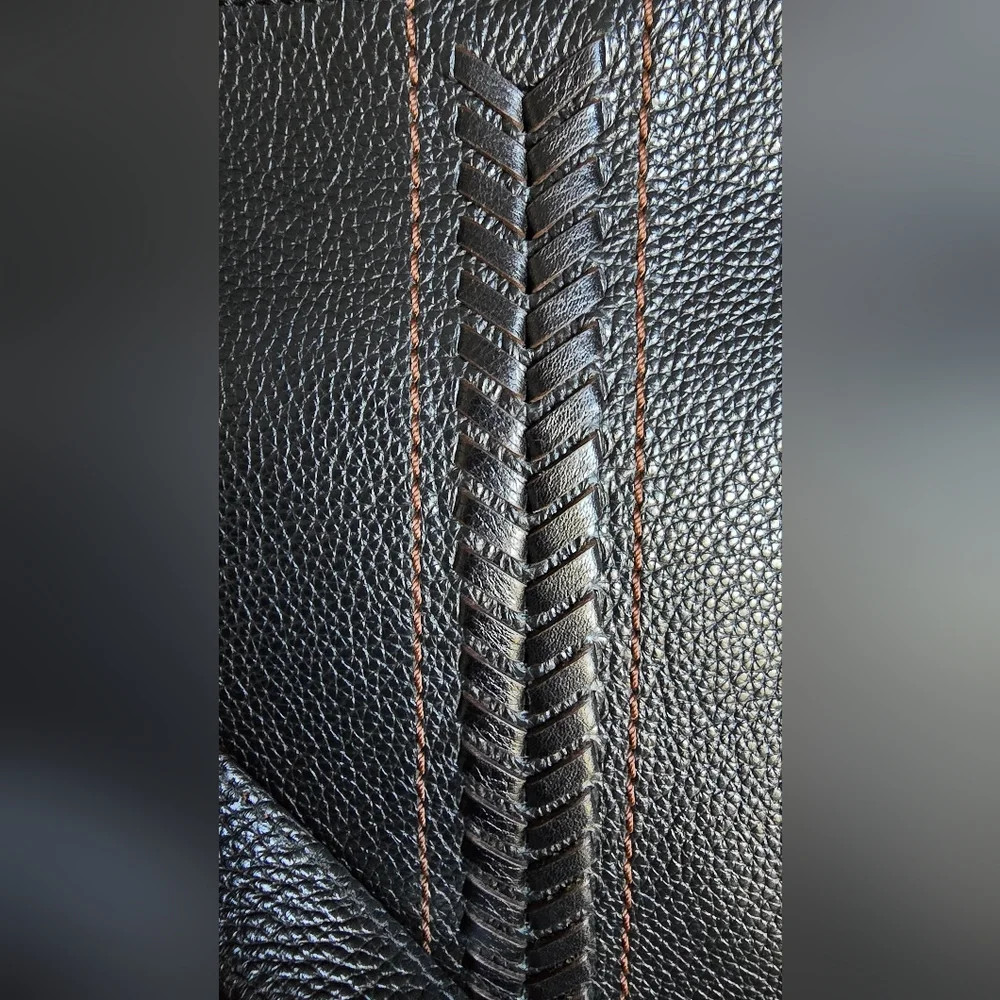 EUC Brighton Aidan Shoulderbag Black Chocolate leather hobo w/ woven acc… - Picture 11 of 11